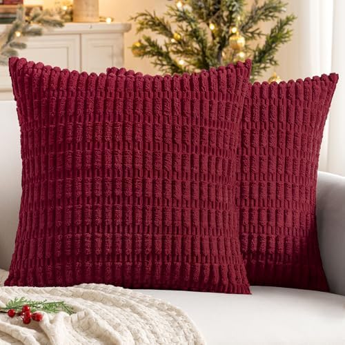MIULEE Christmas Euro Sham Corduroy Decorative Throw Pillow Covers 22x22 by MIULEE