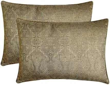 Antique Gold Luxury Lumbar Pillow Cover 12" x 14" | Contemporary Jacquard - Image 4