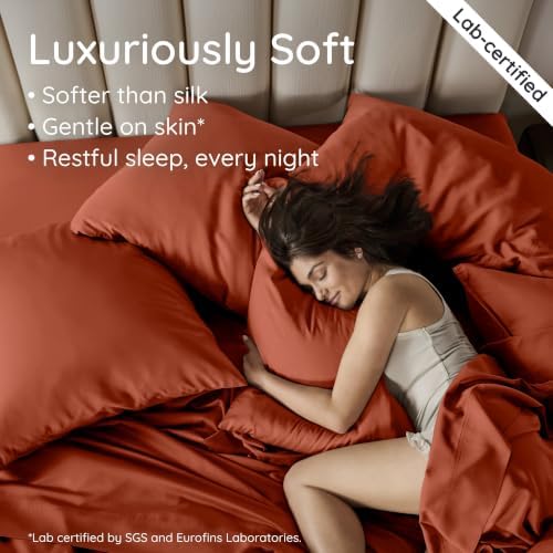 Bambaw 100% Viscose Derived from Bamboo Twin Sheets Sets – 4-Piece Twin Bed - Image 5