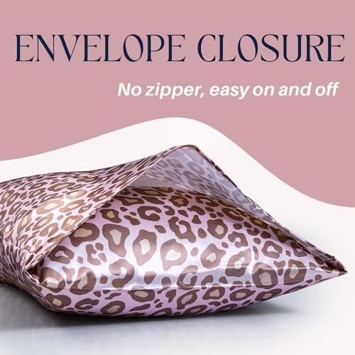 Pink Leopard Printed Pillow Cases, Queen Cheetah Satin Pillowcase - Image 3