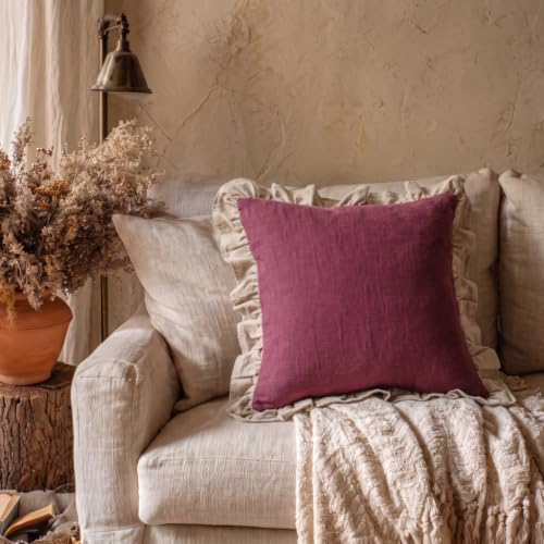 patdrea Vintage Red Linen Throw Pillow Covers - Image 2