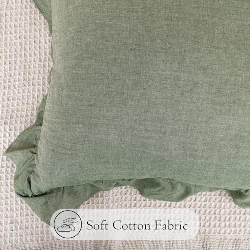 JoraLion Ruffled Throw Pillow Cover 20x20 Solid Green - Image 5
