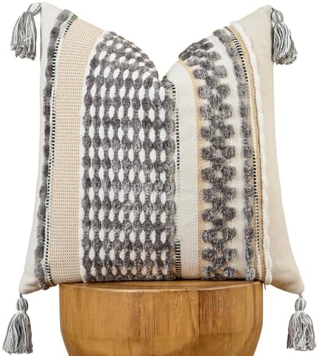 AmHoo Chenille Striped Textured Boho Throw Pillow Covers Aesthetic by AmHootextile