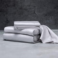 LUXOME Luxury Sheet Set | 100% Rayon (Viscose) from Bamboo | Queen Size - Stone | Deep Pockets | 4-Piece Set (Fitted, Flat, 2 Pillowcases)
