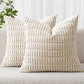 MIULEE Euro Sham Corduroy Decorative Throw Pillow Covers 22x22 Cream White by MIULEE