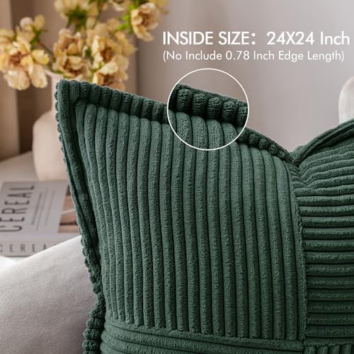MIULEE Decorative Euro Sham Throw Pillow Covers 24x24 Inch Dark Green - Image 4