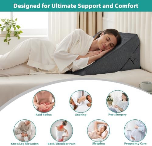 Bedluxe Wedge Pillow for Sleeping, Adjustable 9&12 Inch Foldable Bed Wedge - Image 5