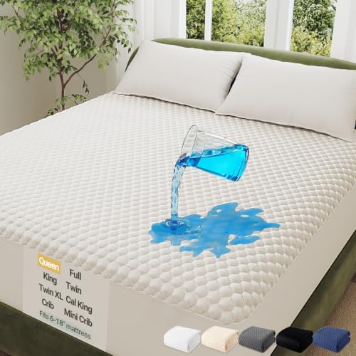 OhGeni 100% Waterproof Mattress Protector, Queen Size Premium Bamboo Soft Thick by OhGeni