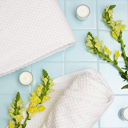 COTTON CRAFT Euro Spa Waffle Weave Bath Towels - Set of 4 White Towels - Image 5