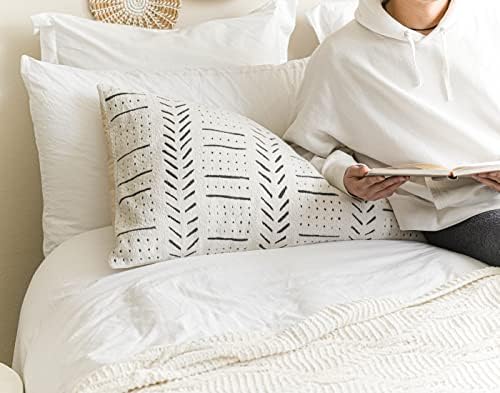 BlissBlush White Soft Chenille Boho Body Pillow Cover 20x54, Decorative - Image 2