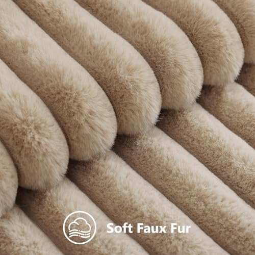 decorUhome Fall Faux Fur Throw Pillow Covers 18x18 Set of 2 Khaki Brown - Image 2