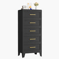 Metal Tall Dresser for Bedroom, Black Dressers & Chest of Drawers, 5 Drawer Dresser with Curved Corner, Bedroom Dressers with Drawers, Storage Cabinet for Hallway, Entryway (Black, 24" W)