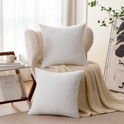 a moment Christmas White Chenille Throw Pillow Covers 18x18 Inch Pack of 2 - Image 2