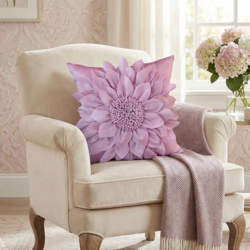 Purple Accent 3D Flower Decorative Throw Pillow Covers - Image 5