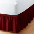 Burgundy Solid Ruffled Bed Skirt Queen-XL-12 Inch Drop Split Corner, Microfiber Bedskirt with Platform Three Sided Coverage