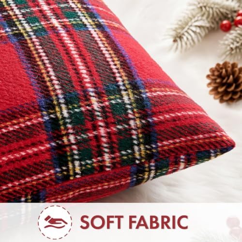 EMEMA Christmas Plaid Pillow Covers 18x18 Set of 2, Tartan Throw Pillow Covers - Image 2