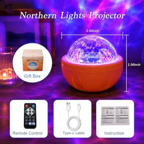 Northern Light Projector Night Light with Remote Control, Orange - Image 6