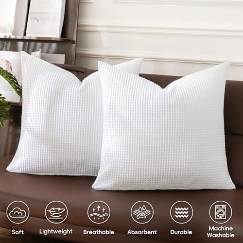 PHF Cotton Waffle Throw Pillow Covers 20" x 20", No Insert - Image 3