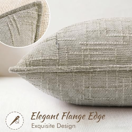 decorUhome Chenille Throw Pillow Covers 26x26 Set of 2, Light Brown - Image 3