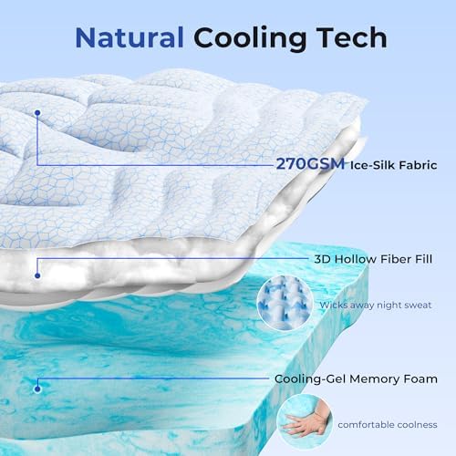 HOMRELEXA Dual Layer 4 Inch Cooling Memory Foam Mattress Topper Full Size - Image 3