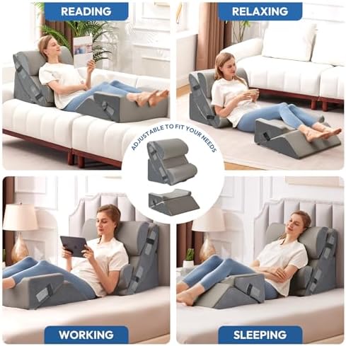 Ahpmeoa 6PCS Wedge Pillow Set for After Surgery, Back Pillow for Bed Sitting Up - Image 6
