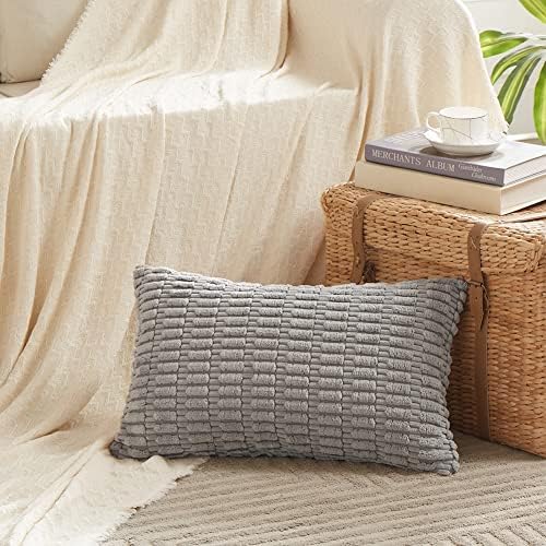 Fancy Homi 4 Packs Grey Decorative Throw Pillow Covers 14x24 Inch - Image 2