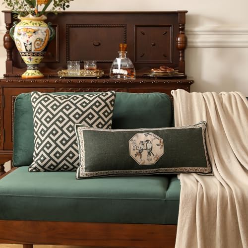 ISAENNE Vintage Elegant Linen Square Throw Pillow Cover - Image 5