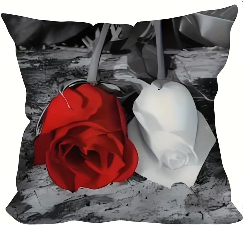 4pcs Romantic Red Rose Decorative Throw Pillow Case - Image 6