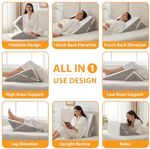 Ruqmuis Wedge Pillow Set for After Surgery, Adjustable 9&12 Inch Bed Wedge - Image 2