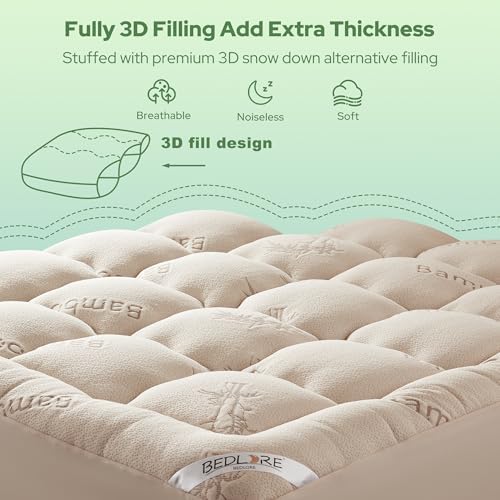 BEDLORE King Mattress Topper, Thick Pillow Top Mattress Pad - Image 5