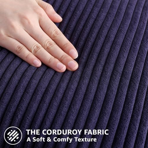 Mecatny Corduroy Decorative Throw Pillow Covers 18x18 Set of 2 Dusty Purple - Image 4