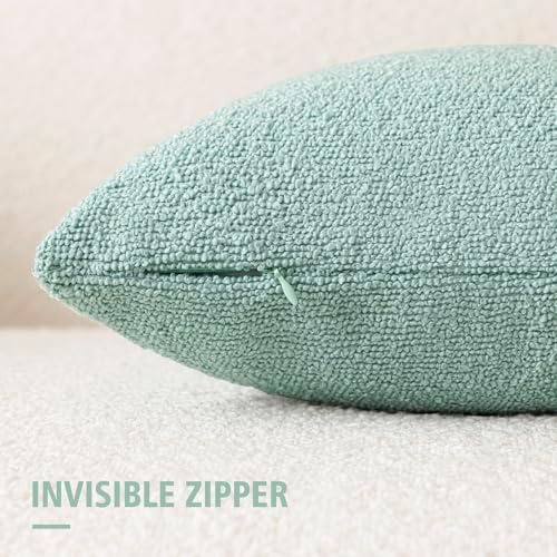 Foindtower Decorative Textured Boucle Throw Pillow Covers 24x24 Aqua Blue - Image 2