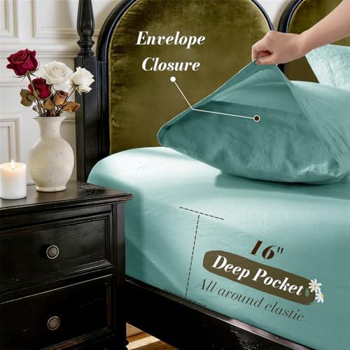SONORO KATE 100% French Linen Full Size Sheets Set, Natural Flax Bedding - Image 6