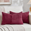 Fancy Homi 2 Packs Burgundy Lumbar Decorative Throw Pillow Covers 14x22 Inch by Fancy+Homi