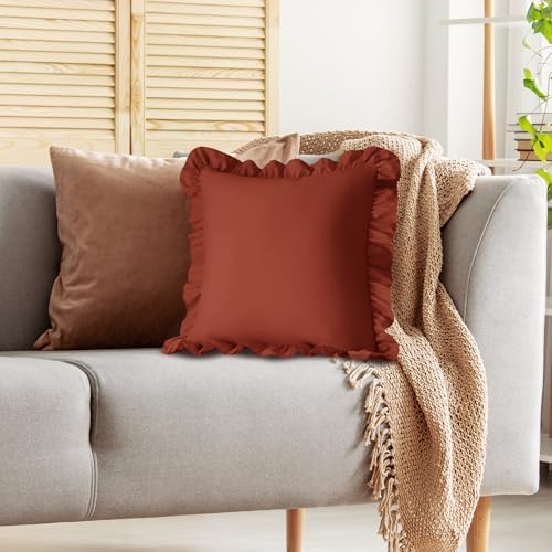 KKJIAF 2 Pack Ruffle Pillow Cases 26x26 Inches, Dusty Orange - Image 5