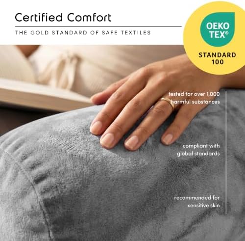 Nestl Reading Pillow for Bed, Back Pillow for Sitting Up in Bed, Light Grey - Image 5