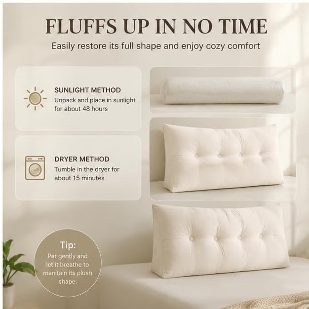 Dorm Bed Wedge Headboard Pillow Back Support Cushion，Coffee：47.24x15.75in - Image 7