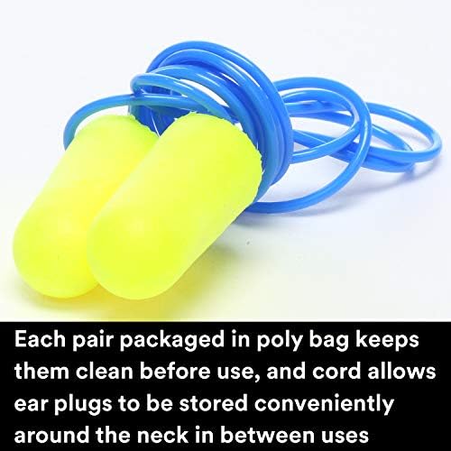 3M Ear Plugs with Cord, E-A-Rsoft Yellow Neons 311-1250, NRR 33 - Image 2