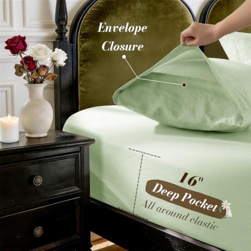 SONORO KATE 100% French Linen King Size Sheets Set, Natural Flax Bedding - Image 6