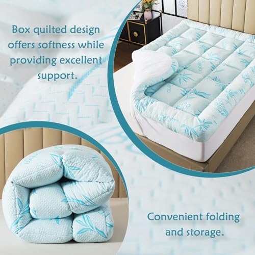 WhatsBedding 5 Inch King Mattress Topper Breathable Bamboo Viscose Air Layer - Image 6