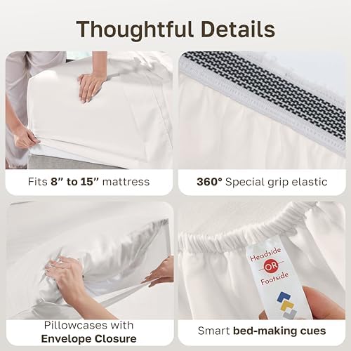 California Design Den 100% Organic Cotton King Sheets, True Ivory - Image 4