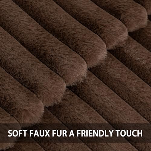 Pack of 2 Faux Fur Christmas Throw Pillow Covers 18x18 Inch, Dark Coffee - Image 2