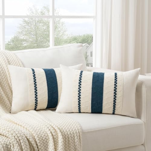 Fancy Homi Set of 2 Boho Teal Long Lumbar Decorative Throw Pillow Cover 14x24 by Fancy+Homi