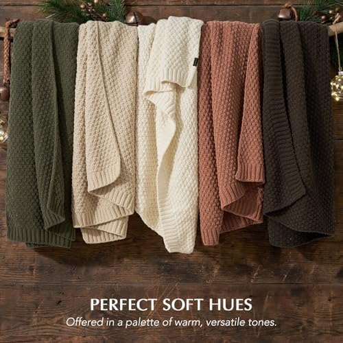 EVERGRACEHOME Chunky Chenille Knit Throw Blanket, 60 x 80, Cocoa Brown - Image 5