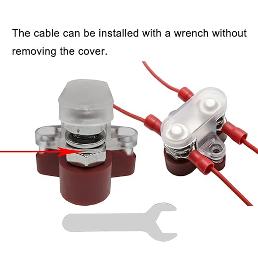 Heart Horse Bus Bar Terminal Block 5/16'' Power Stud Battery Junction Post Distribution Block Insulated with Cover DC 48V 300A for Auto Truck RV Boat (5/16'',Red+Black)
