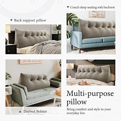 Bed Wedge Headboard Pillow King Bedrest Reading Pillow, Light Tan - Image 4