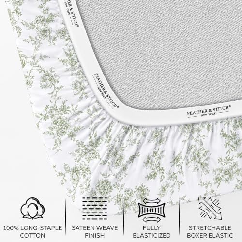 Feather & Stitch 100% Cotton Sateen 500 TC Twin Size Bed Sheet Set - Image 3