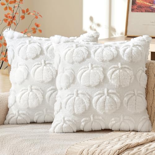 MIULEE Fall Pillow Covers Pumpkin Fall Decor 20x20 Pure White by MIULEE