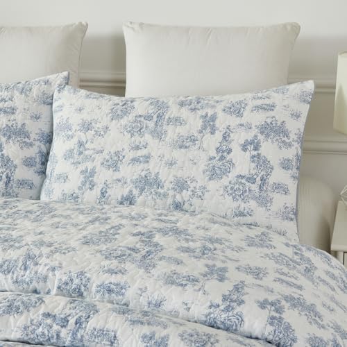 Brandream Quilted Pillow Shams Set of 2 Standard Size Cotton Pillow Cases Toile - Image 2