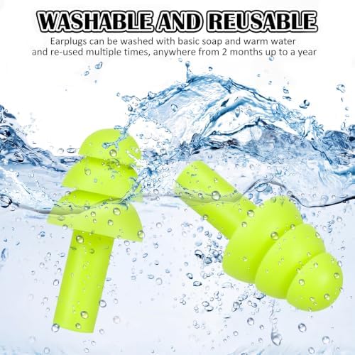 24 Pairs Neon Green Ear Plugs Bulk NRR 29dB Reusable Silicone Ear Plugs - Image 3